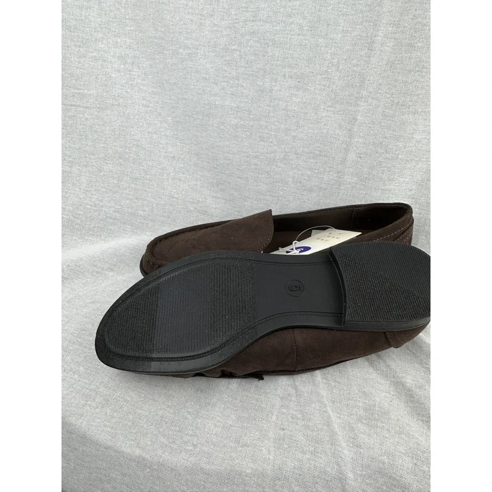 A New Day Womens Brown Faux Suede Memory Foam Slip On Loafers Size 6 NEW